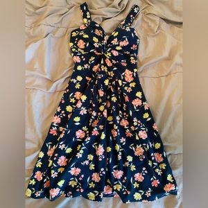 dark blue floral dress